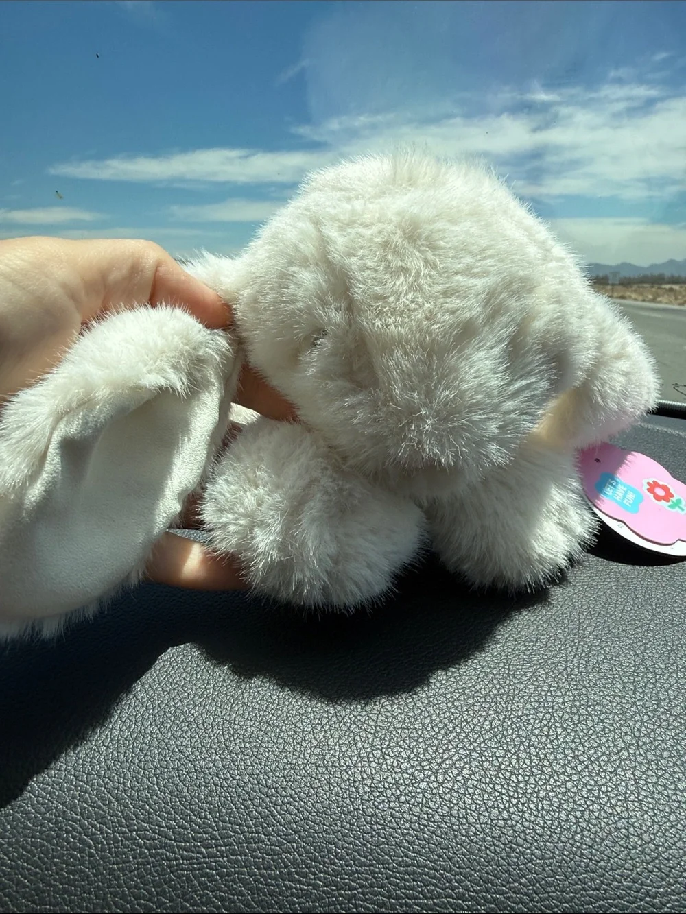 Plush Small Pet Bunny Toy - Cream Faux Fur